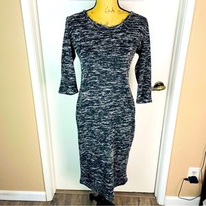 Mlle Gabrielle Sweater Dress Striped 3/4 Sleeve Scoop Neck Winter Warm Medium